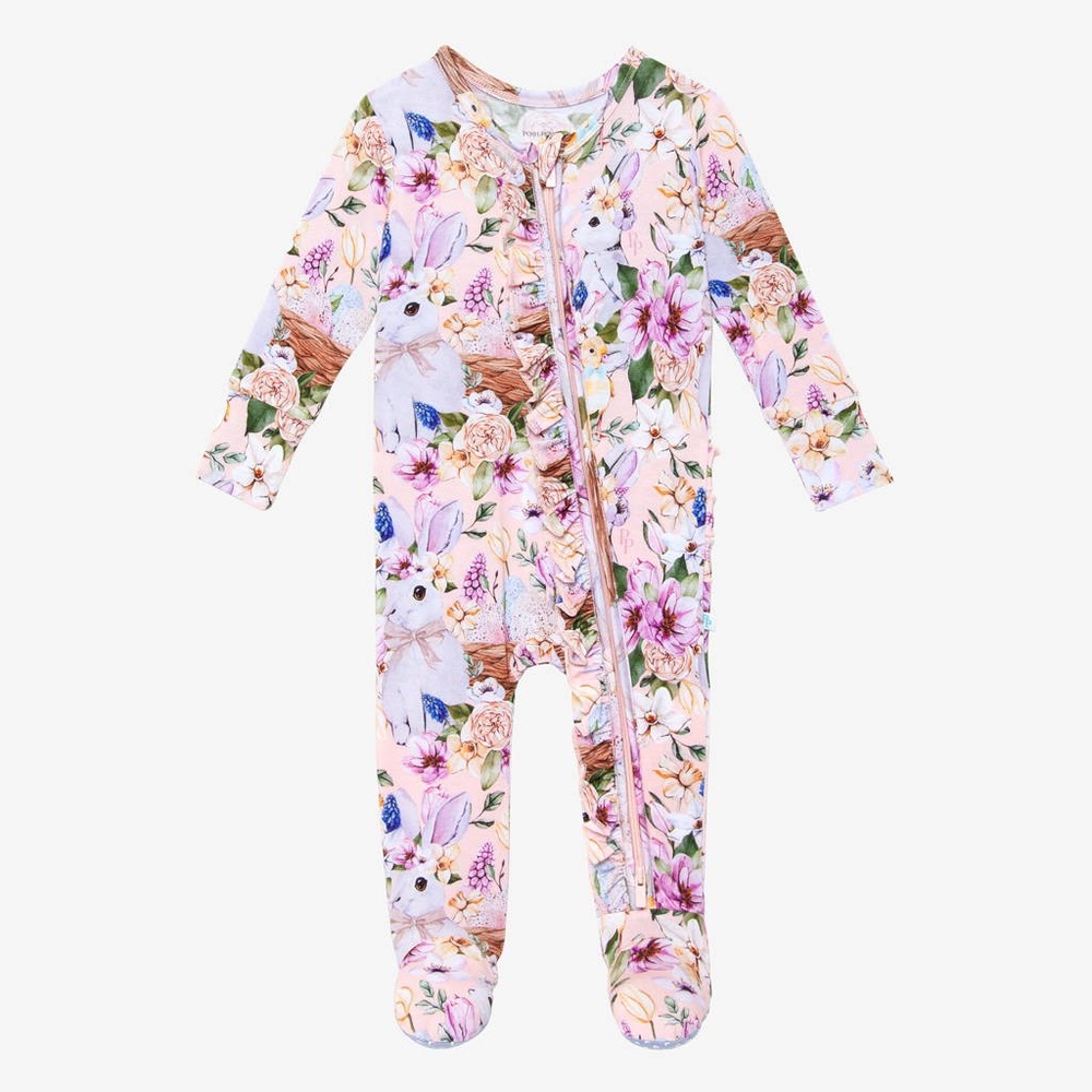 Posh Peanut Ruffled Zipper One Piece - Hazel